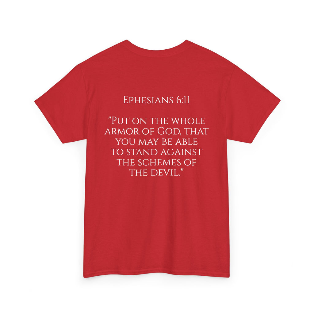 "Light Defeats Darkness" October Holliday Line edition T-Shirt — "Darkness Appeared He Need It Not" Graphic Tee (Ephesians 6:11)