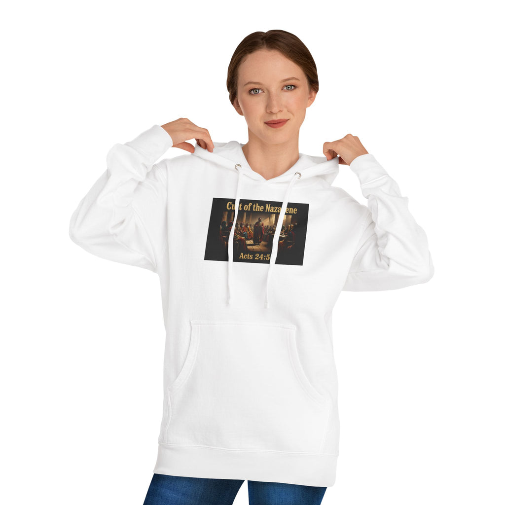 Christian Hoodie "Cult of the Nazarene" — Acts 24:5, Matthew 5:11 Verse Pullover multiple colors